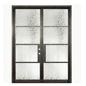 36 X96 Wrought Iron Entry Door With Double Low E Glass Lock