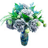 Modern Slate Gray Turquoise Peony Arrangement Italian Vase All Season Large 18”