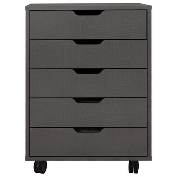 TATEUS Compact Office Storage Cabinet With Wheels, Low Cabinet, Dark Gray