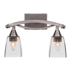 Bow 2-Light Bath Bar, Brushed Nickel Finish, 4.5" Clear Bubble Glass