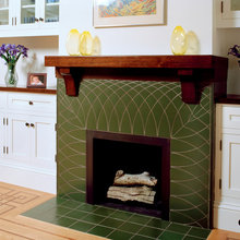 green fireplace