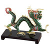 Cloisonne Dragon on Wood Stand