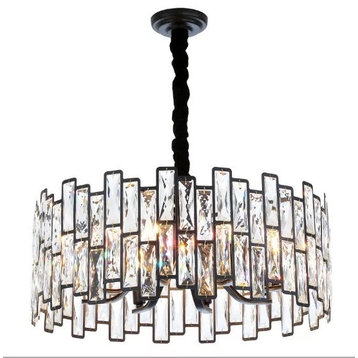 Modern black crystal ceiling chandelier for living room, dining room, bedroom, 19.7"