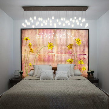 QUARTZ CRYSTAL & PAINTED ART GLASS | Custom contemporary fused glass lighting