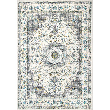 Nuloom Traditional Medallion Verona Rug, Grey 9'x12'