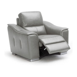 1710 GREY RECLINING LEATHER LOUNGE CHAIR - Outdoor Chaise Lounges