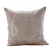 Beige Beaded Fish 26"x26" Cotton Linen Euro Shams, Butterfly Fish