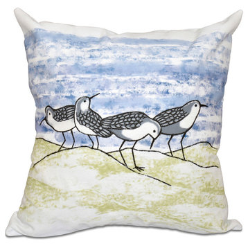 Sandpipers, Animal Print Pillow, Gray, 16"x16"