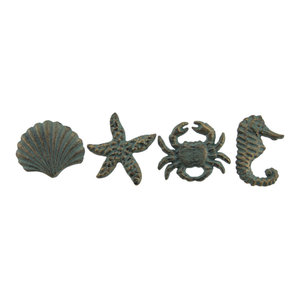 Coastal Sea Life 4 Piece Cast Iron Drawer Pull Or Cabinet Knob Set