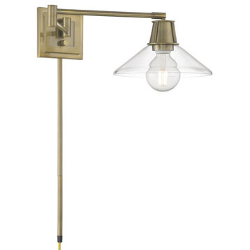 Dillon 1 Light Swing Arm or Wall Lamp, Antique Brass