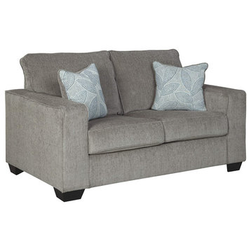Modern loveseat, Cushioned Polyester Seat With Padded Track Arms, Light Gray