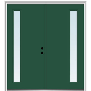 72"x80" 1-Lite Clear LH-Inswing Painted Fiberglass Double Door, 6-9/16" Frame