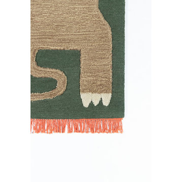 Novogratz Atticus Leon Hand Tufted Wool Area Rug, Green, 5'x7'