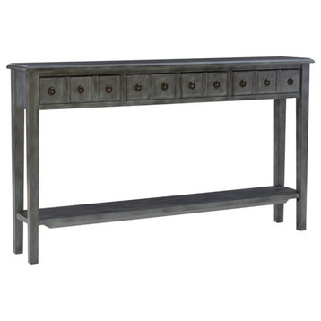 Linon Sadie Long Wood Console Table in Gray