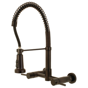 Gourmetier Concord 2-Handle Wall Mount Pull-Down Kitchen Faucet, Rubbed Bronze