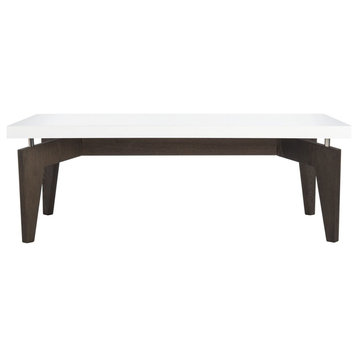 Foster Retro Lacquer Floating Top Coffee Table White/ Dark Brown