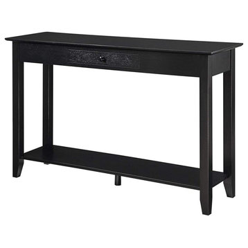 Rectangular Console Table with Drawer, Black