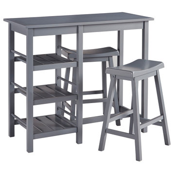 Breakfast Club Counter Table With 2 Stools, Gray