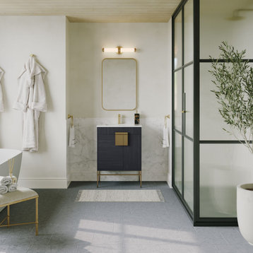 Lancado 24" Single Bathroom Vanity in Dawn Gray with Ceramic Top