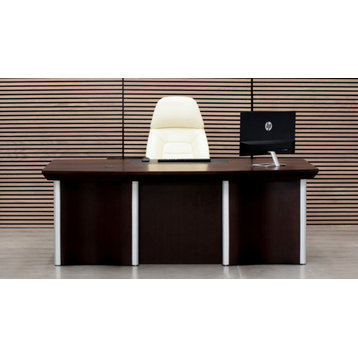 83" Modern Wilson Dark Walnut Wood Desk