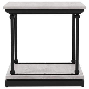 Bowery Hill Transitional Wood End Table in Antique White Finish