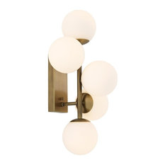 White Glass Multi Globe Wall Lamp | Eichholtz Libris, Brass, 11"Wx10"Dx20"H