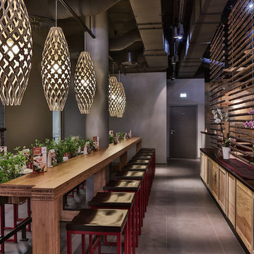 Hinaki Bamboo Pendants in Dining Room
