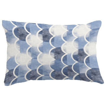 Zircoland Geometric Print Throw Pillow With Linen Texture, Blue, 14"x20"
