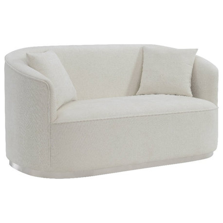 ACME Furniture Odette Upholstered Chenille Loveseat with 2 Pillows in Beige