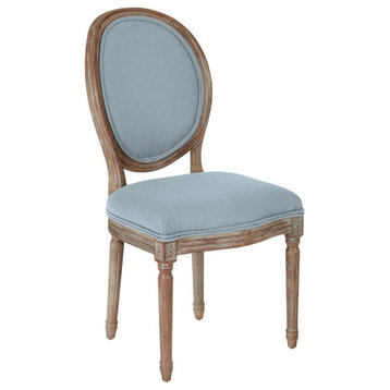 Home Square 2 Piece Brushed Frame Oval Back Fabric Chair Set in Klein Sea Blue