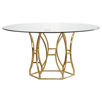 Luna 54" Round Dining Table, Gold