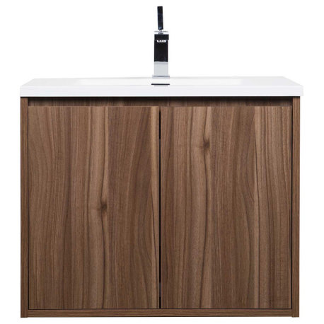 ConceptBaths Alisson 27.6" Wall-Mount Bathroom Vanity, Wallnut