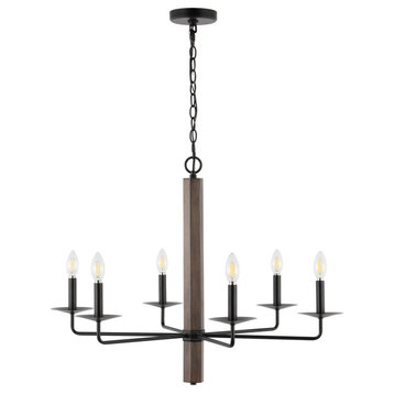 Safavieh Penbrook 6Lt 32" Chandelier, Black/Walnut