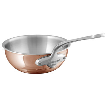 Mauviel M’6S Copper Curved Saute Pan, Cast Stainless Steel Handle, 3.4-qt