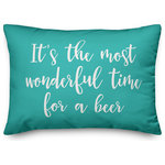 Designs Direct Creative Group - It's The Most Wonderful Time For A Beer, Teal 14x20 Lumbar Pillow - Decorate for Christmas with this holiday-themed pillow. Digitally printed on demand, this  design displays vibrant colors. The result is a beautiful accent piece that will make you the envy of the neighborhood this winter season.