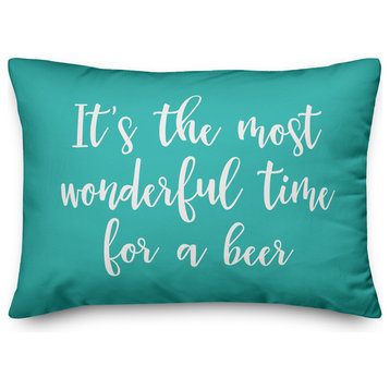 It's The Most Wonderful Time For A Beer, Teal 14x20 Lumbar Pillow