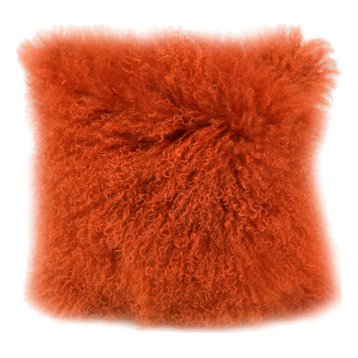 Lamb Fur Pillow, Orange
