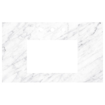 36" Carrara Vanity Top - Rectangle with 8" Widespread Cutout