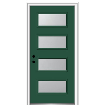 32 in.x80 in. 4 Lite Frosted Right-Hand Inswing Painted Fiberglass Smooth Door