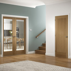 Suffolk Oak Rebated Pair with Clear Etched Glazing - Internal Doors