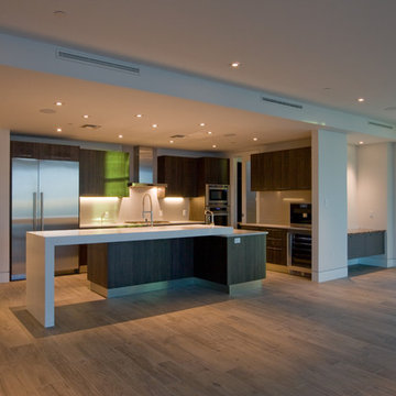 Caesarstone Pure White Island Countertop with waterfall leg.