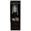 TUHOME Wenden 2-Drawer 2-Door Armoire in Black - Modern Wardrobe with Hanging Rod