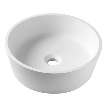Natura Round Vessel Bathroom Sink, Stone Resin Solid Surface