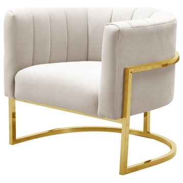 Magnolia Spotted Cream Chair with Gold - Cream