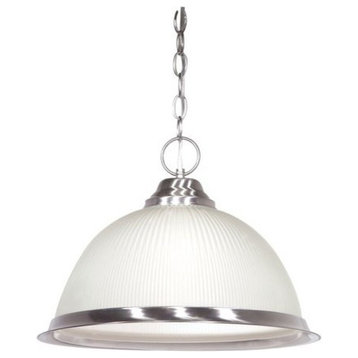 Nuvo 1-Light 15" Brushed Nickel Pendant Light Fixture W/ Frosted Prismatic Dome