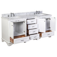 Nantucket 72" Double Bath Vanity, White, Carrara Marble