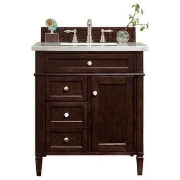 Brittany 30" Single Vanity Mahogany w/3 CM Arctic Fall Solid Surface Top
