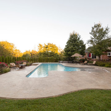 freeform beach entry with lap lane gunite pool