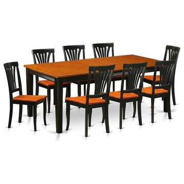 9-Piece Dining Room Set, Table, 8 Wood Chairs Without Cushion