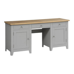Chester Grey Double Pedestal Desk - Bedroom & Makeup Vanities